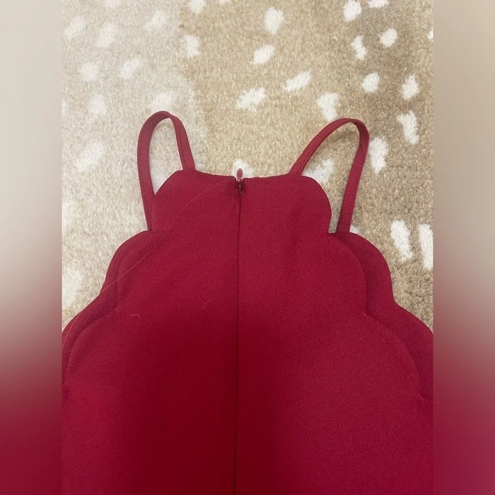 Lulus Endlessly Endearing Wine Red scallop hem Dress Women's Size Medium - Picture 6 of 11
